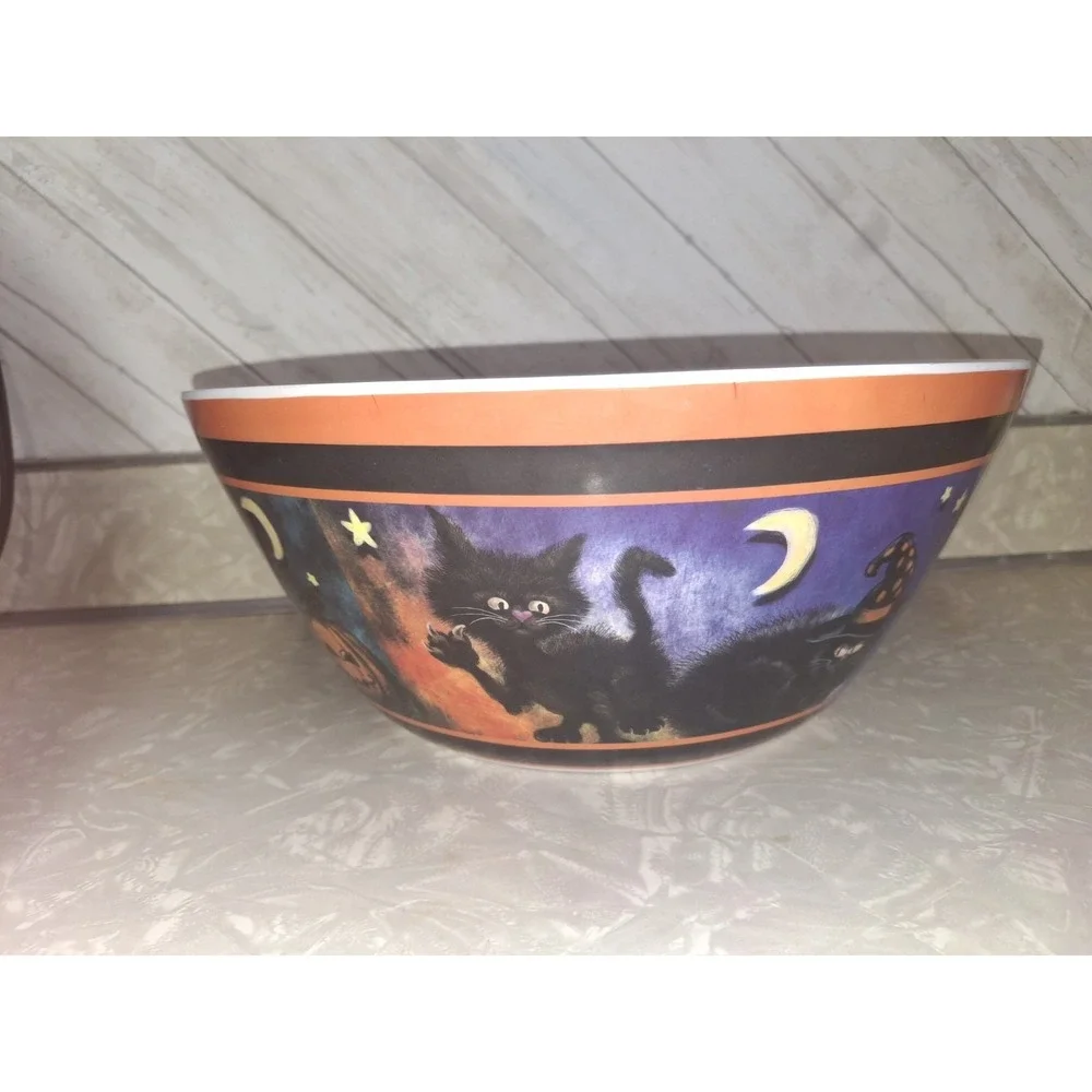Halloween Trick or Treat Candy Bowl Citrus Grove 2012 Vintage Ghosts Pumpkin Cat